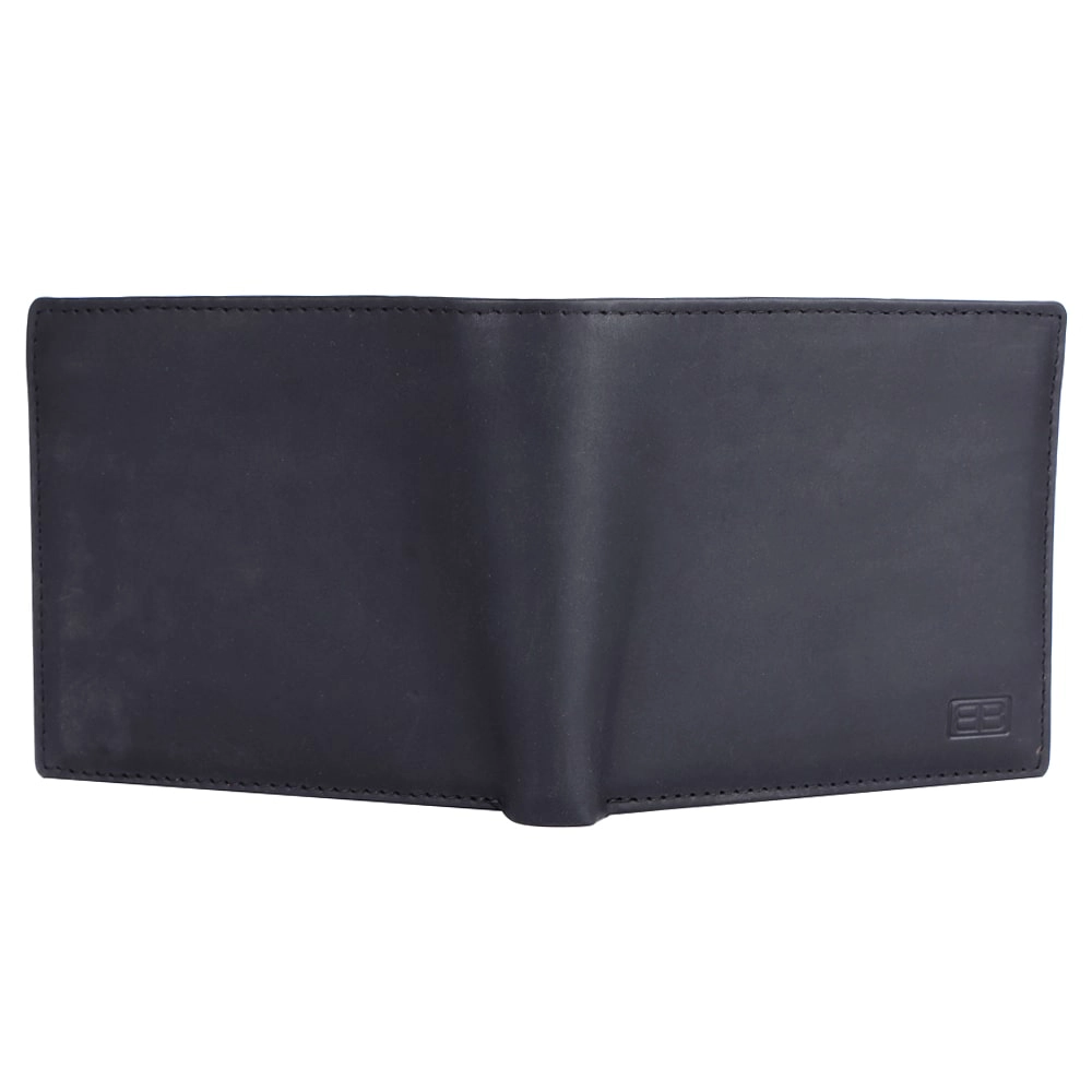 Crazy Horse Leather Wallet for Men – RFID Safe Vintage Bifold Wallet with Coin Pocket - EG-MLW-786-CW-FG-CHL-YS-BLACK 1