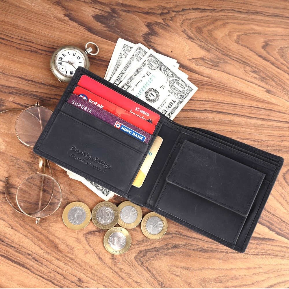 Crazy Horse Leather Wallet for Men – RFID Safe Vintage Bifold Wallet with Coin Pocket - Image 6