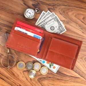 Genuine Leather Wallet for Men with Coin Pocket & RFID Protection