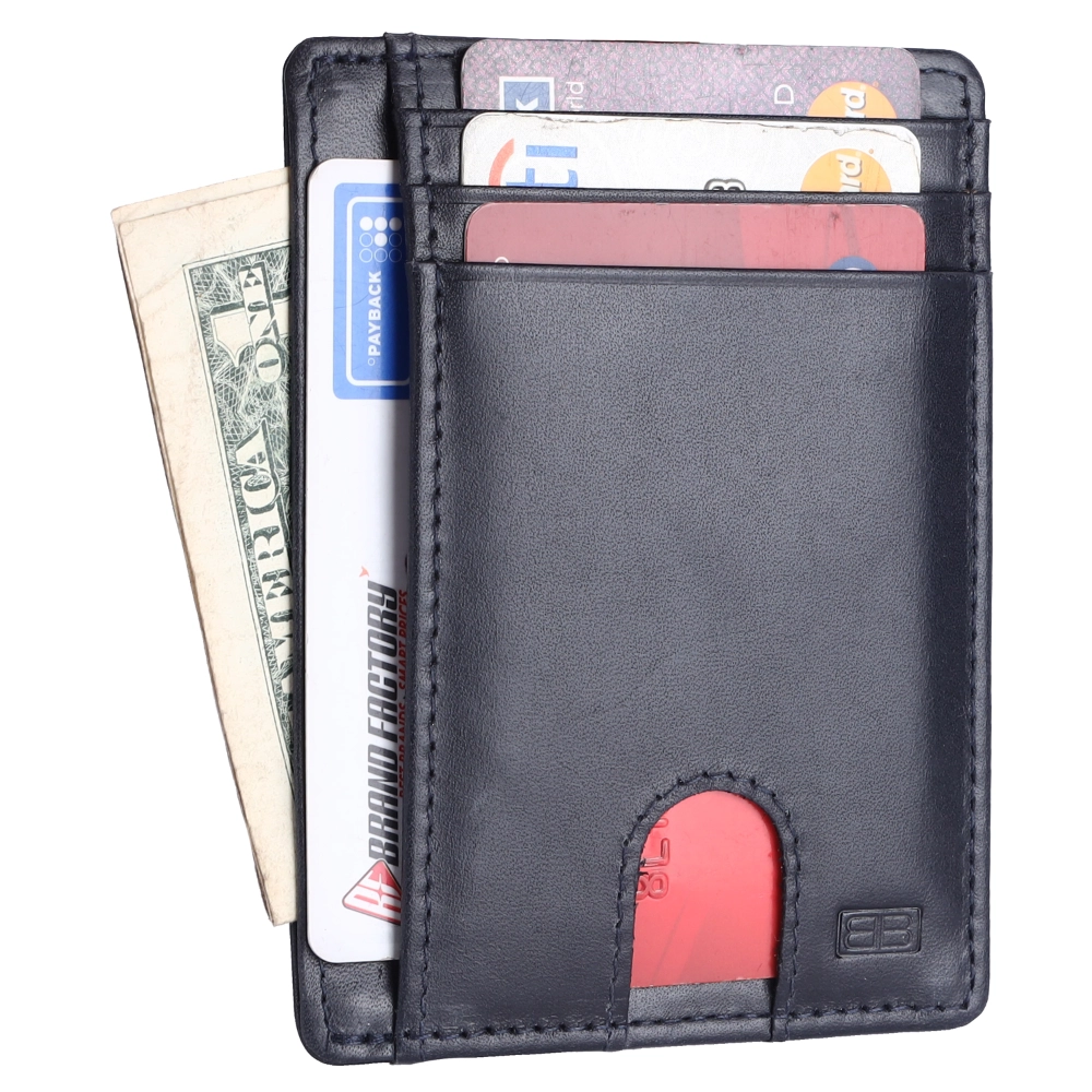Brooklyn Bridge Genuine Leather Slim Wallet for Men – Carbon Fiber RFID Minimalist Front Pocket Card Holder-BB-CH-789-CW-FG-ITL-YS-BLUE 1