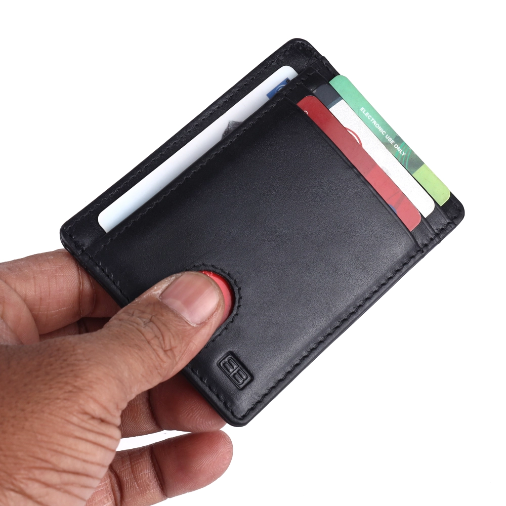 Brooklyn Bridge Genuine Leather Slim Wallet for Men – Carbon Fiber RFID Minimalist Front Pocket Card Holder-BB-CH-789-CW-FG-ITL-YS-BLACK 1