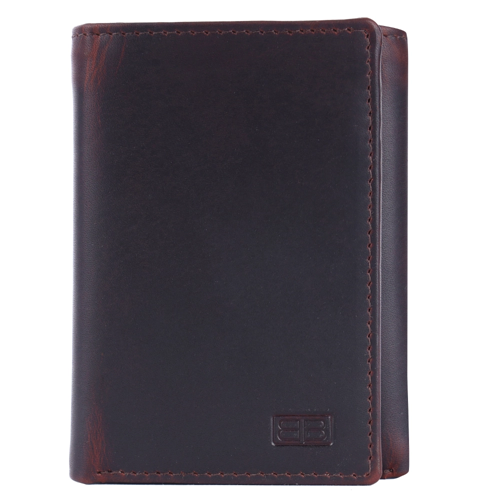 Brooklyn Bridge Genuine Leather Trifold Wallet for Men with RFID Protection – Oil Pull Up Brown Card Holder BB-MW-792-CW-FG-OPL-YS-BROWN 1