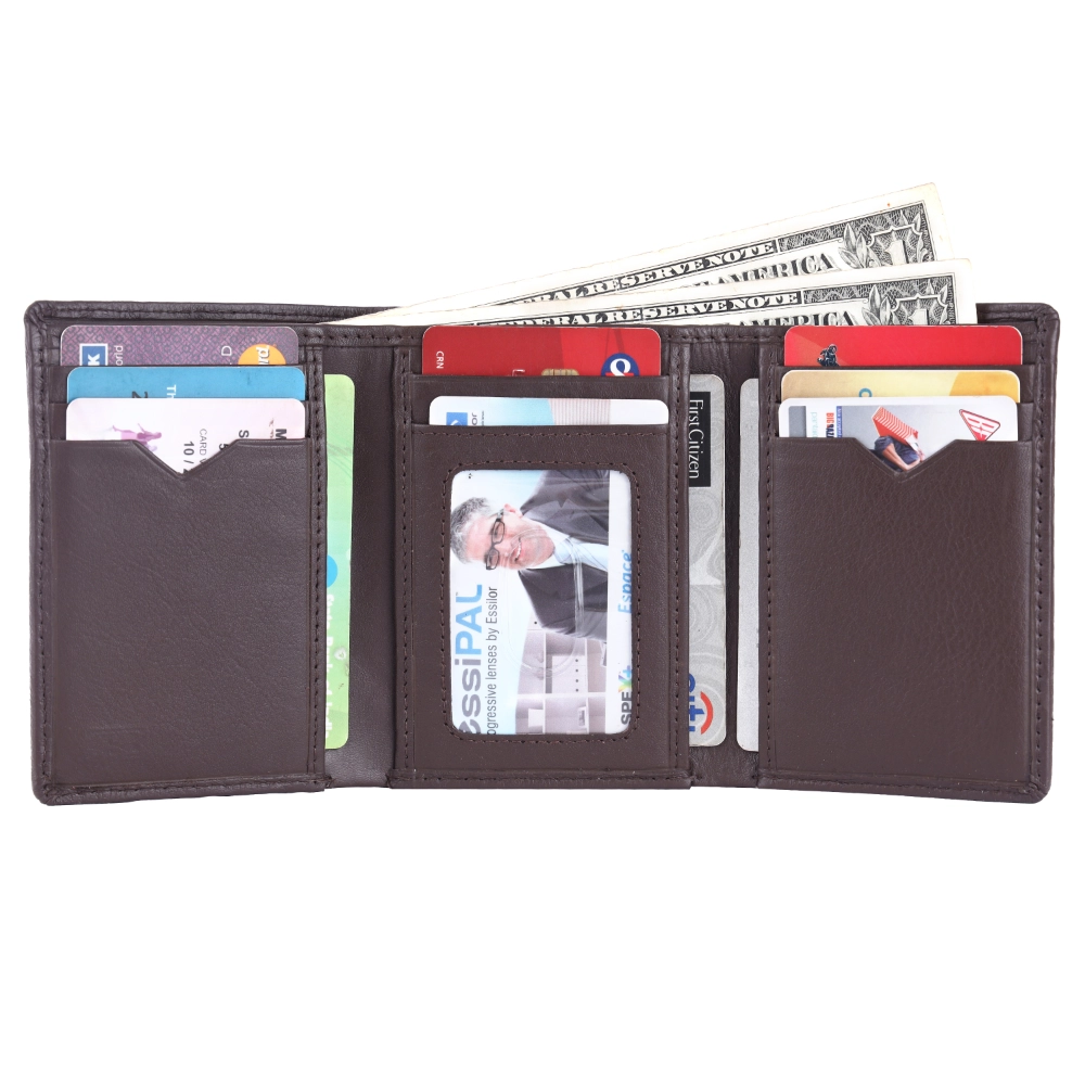 Brooklyn Bridge Genuine Leather Trifold Wallet for Men RFID Card Holder Gift Wallet BB-MW-792-CW-FG-NL-YS-BROWN 1