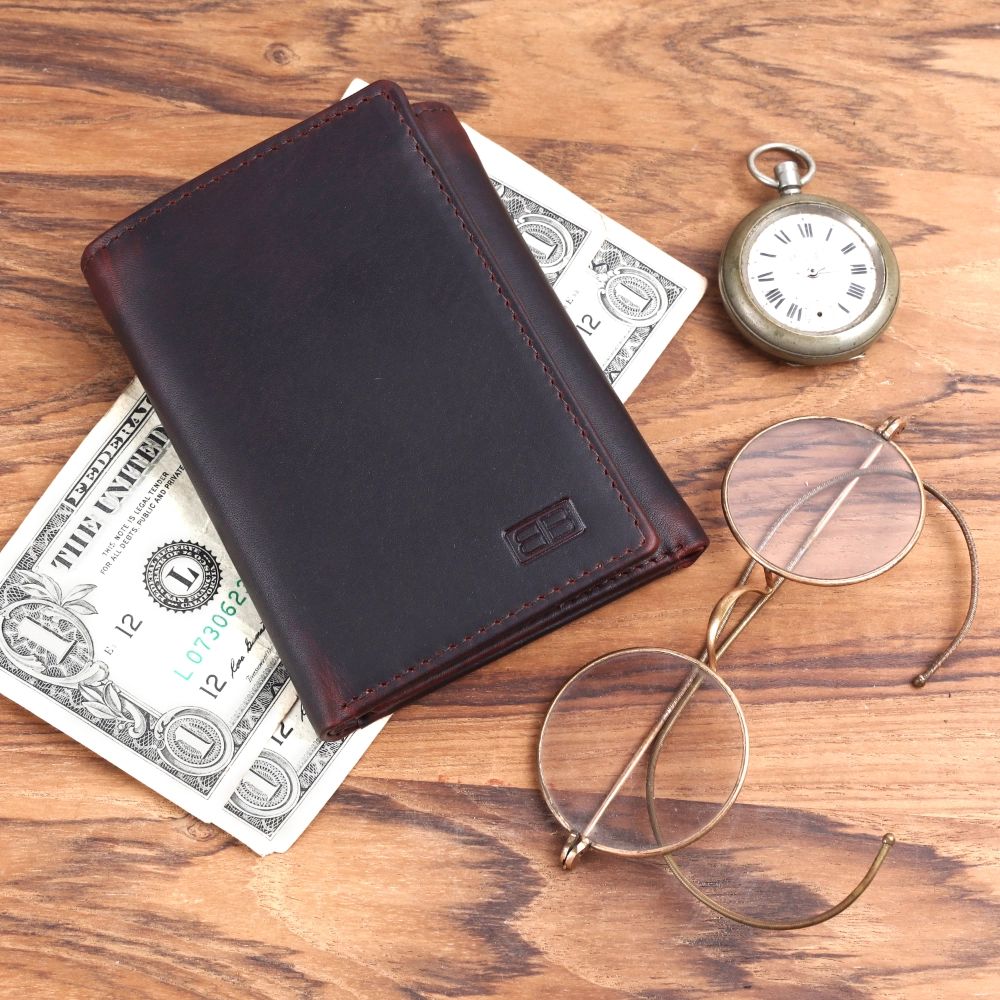 Brooklyn Bridge Genuine Leather Trifold Wallet for Men with RFID Protection – Oil Pull Up Brown Card Holder BB-MW-792-CW-FG-OPL-YS-BROWN 1