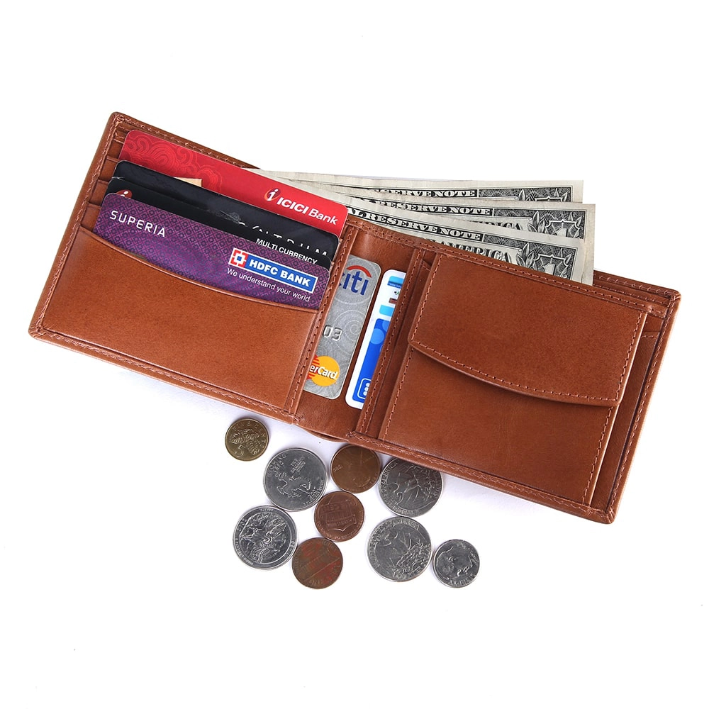 Brooklyn Bridge Genuine Leather Wallet for Men with Coin Pocket – RFID Slim Bifold Wallet BB-MW-790-CW-FG-VTL-YS-BROWN 1
