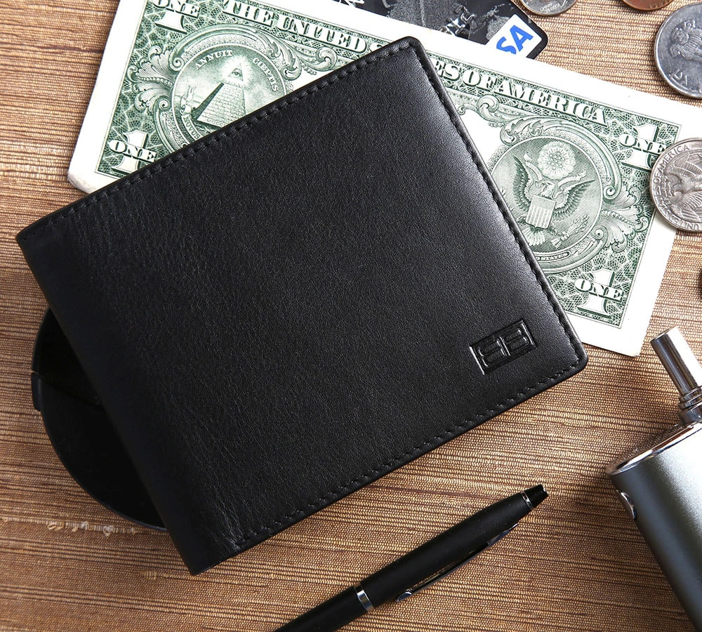Brooklyn Bridge Genuine Leather Wallet for Men with Coin Pocket – RFID Slim Bifold Wallet BB-MW-790-CW-FG-VTL-YS-BLACK 1