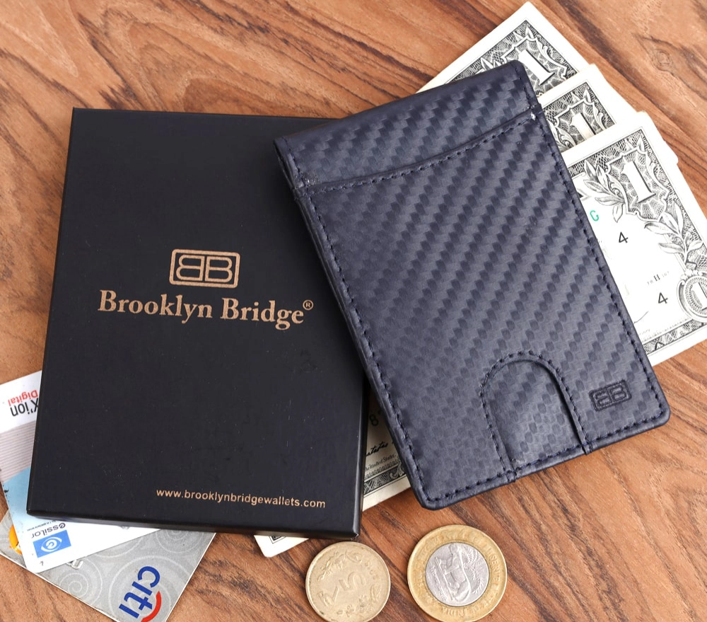 RFID Blocking Front Pocket Wallet with Cash Strap Holder