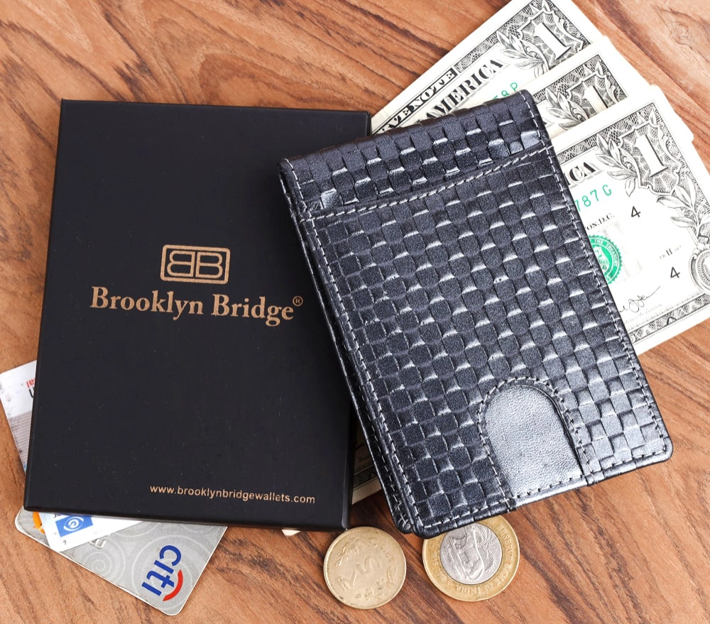 RFID Protected Leather Money Clip Wallet for Men