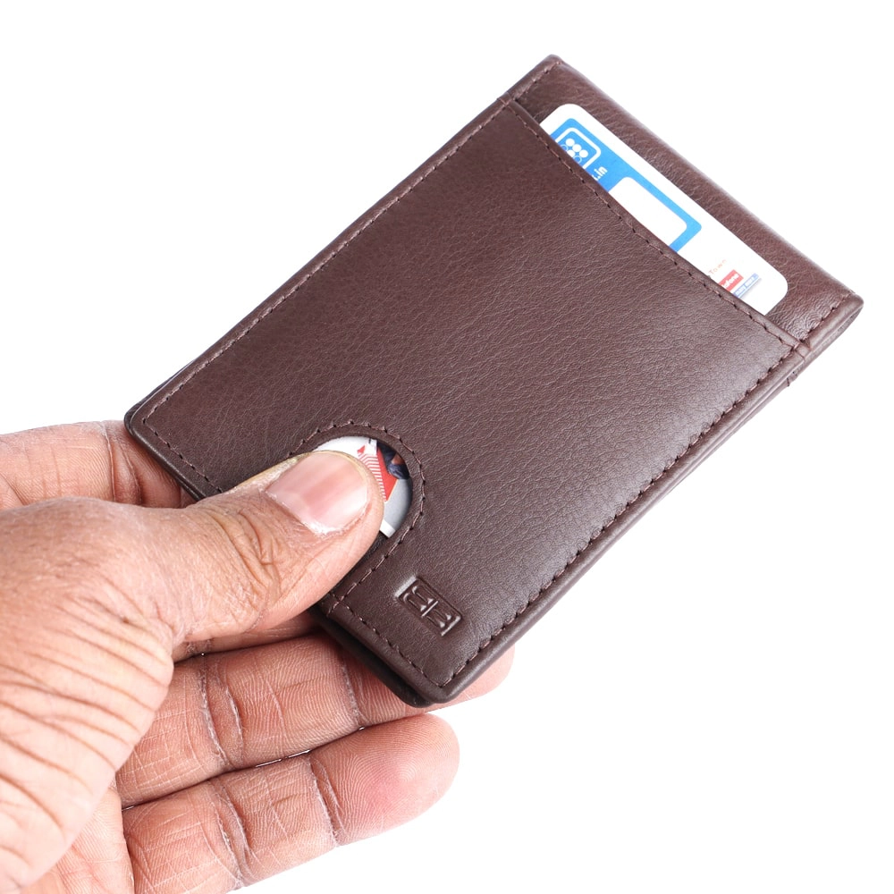 Slim RFID Protected Money Clip Wallet in Genuine Leather - Image 5