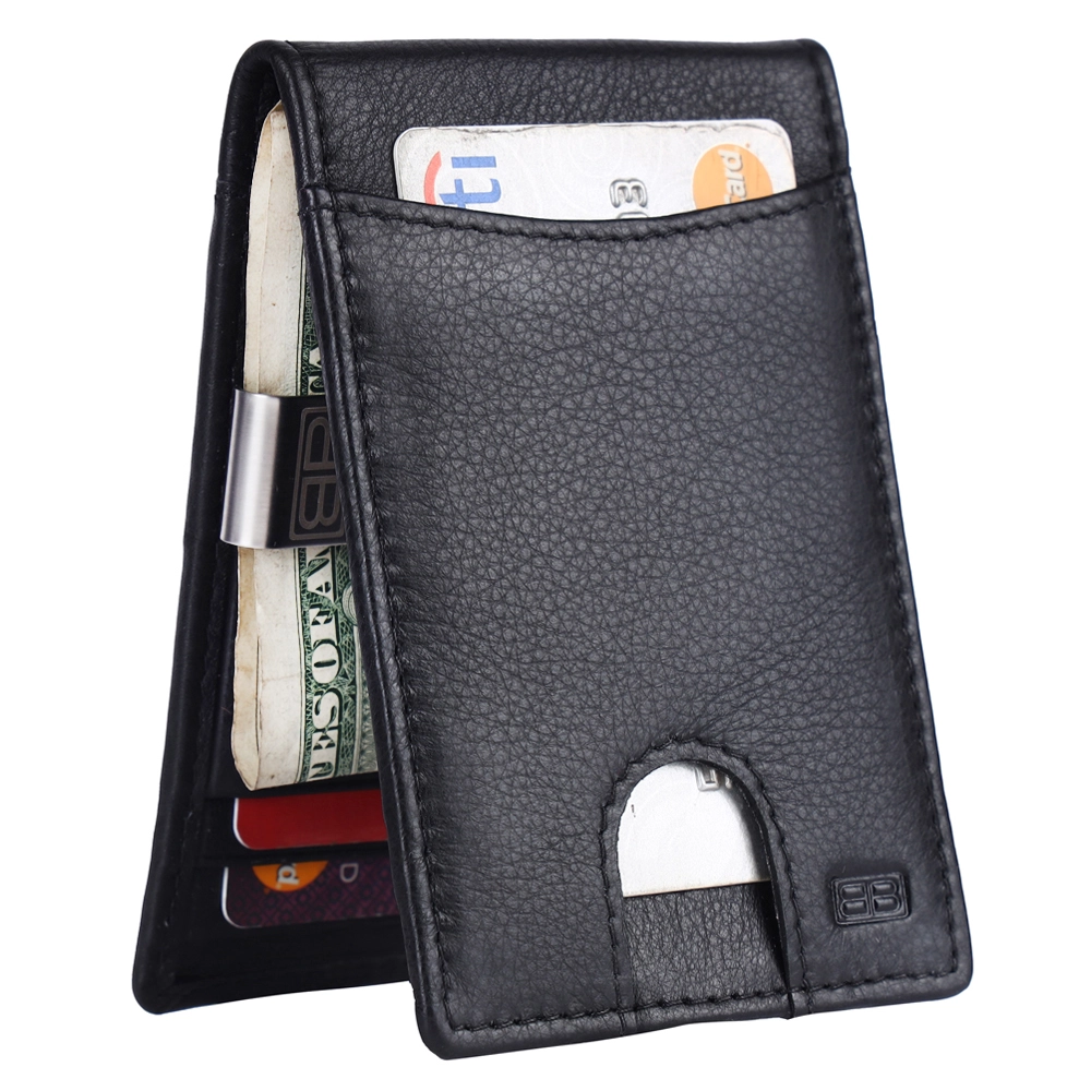 Slim RFID Protected Money Clip Wallet in Genuine Leather - Image 7