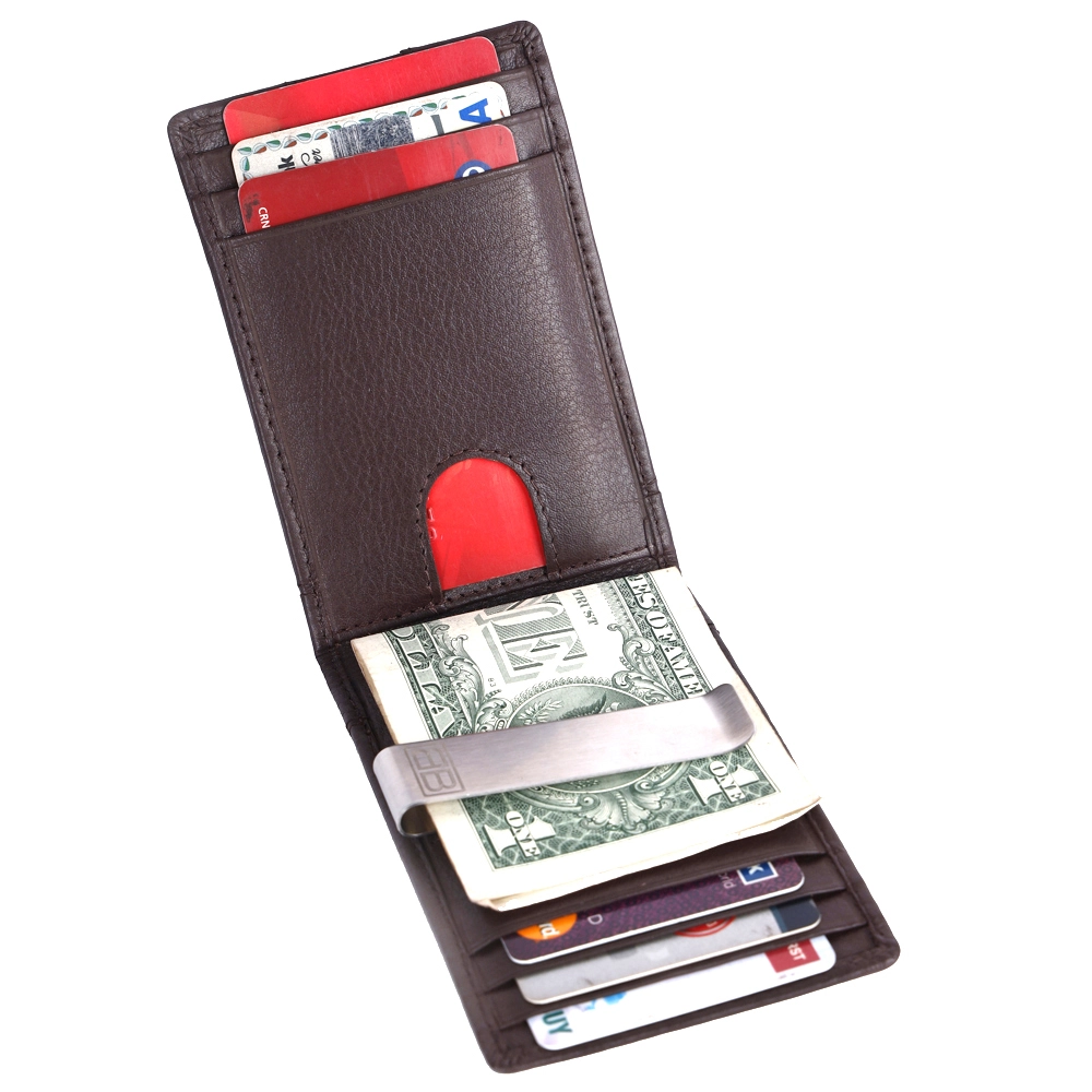 Slim RFID Protected Money Clip Wallet in Genuine Leather - Image 3
