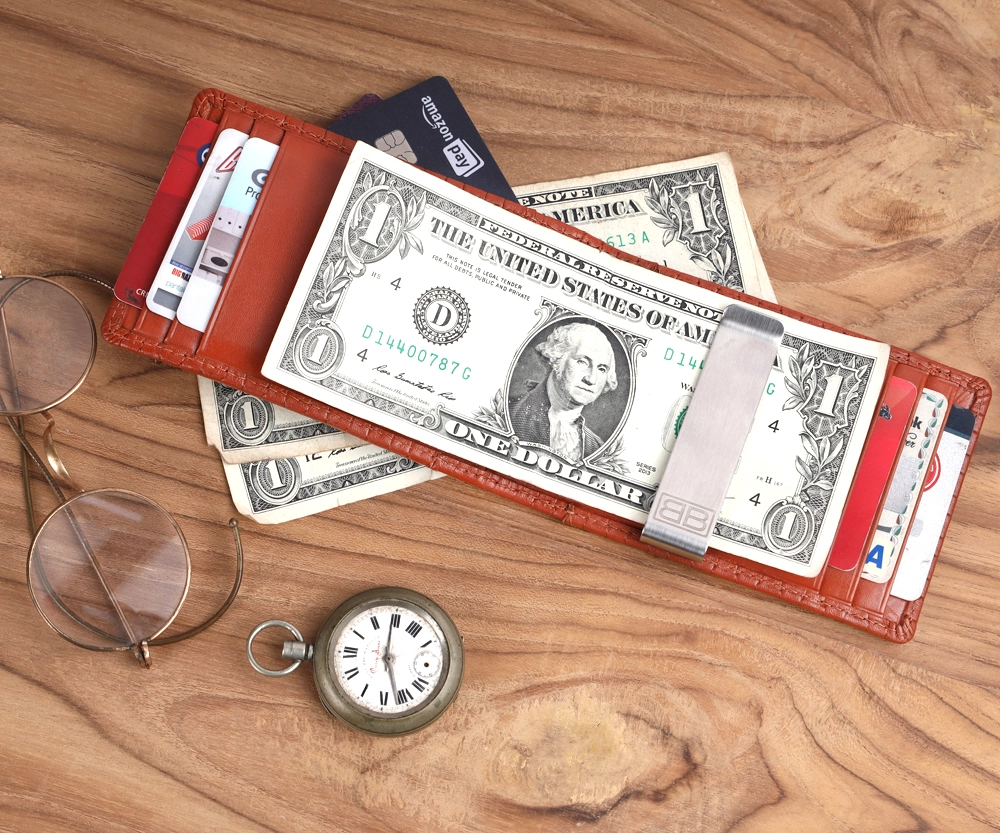Leather RFID Protected Money Clip Wallet | Front Pocket