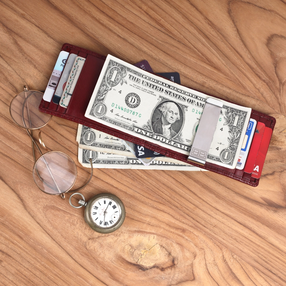 Leather RFID Protected Money Clip Wallet | Front Pocket - Image 10