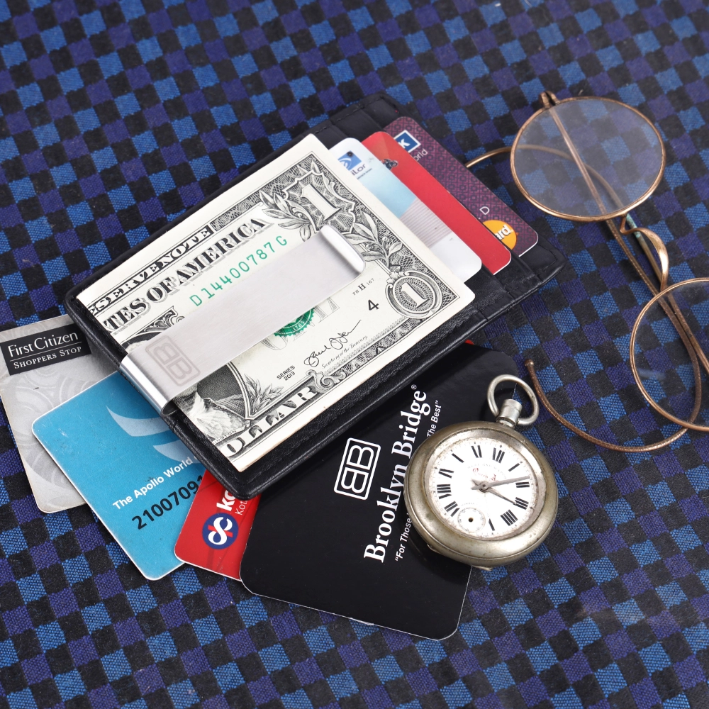 RFID Protected Slim Card Holder Wallet with Money Clip
