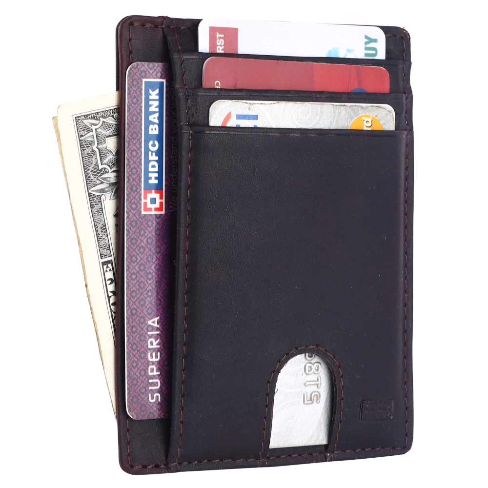 RFID Protected Leather Card Holder Wallet with Slim Design - Image 4