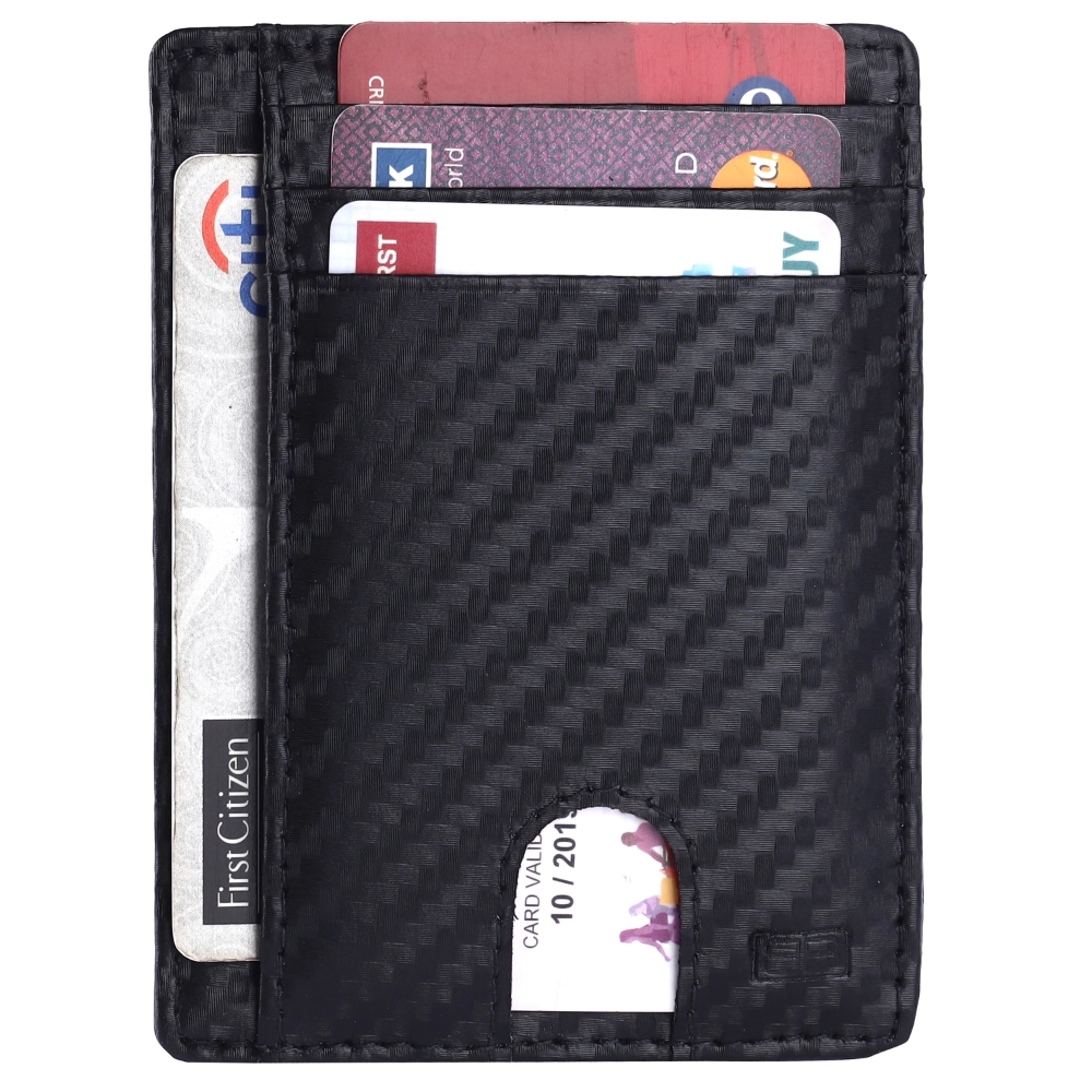 Slim RFID Protected Leather Card Holder Wallet for Cards - Image 2