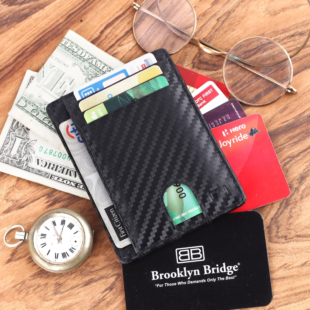 Slim RFID Protected Leather Card Holder Wallet for Cards