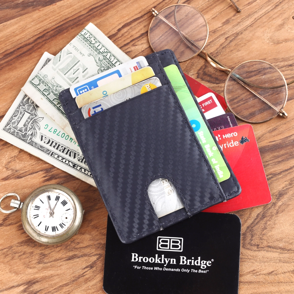 Slim RFID Protected Leather Card Holder Wallet for Cards - Image 4