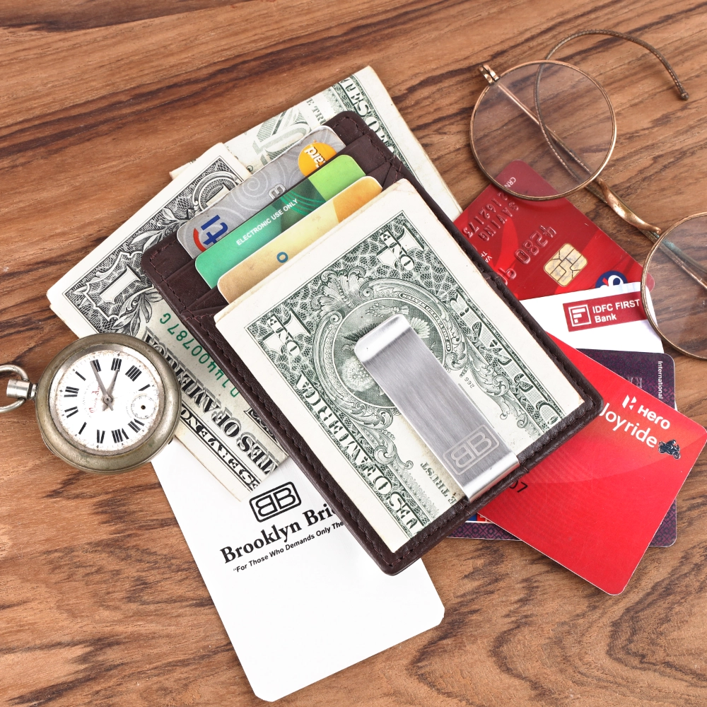 RFID Blocking Card Holder Wallet with Metal Money Clip