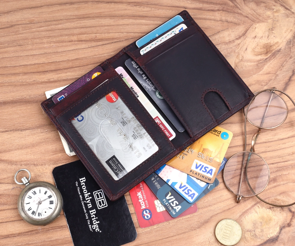 Slim RFID Protected Pull Strap Wallet for Cards & Cash