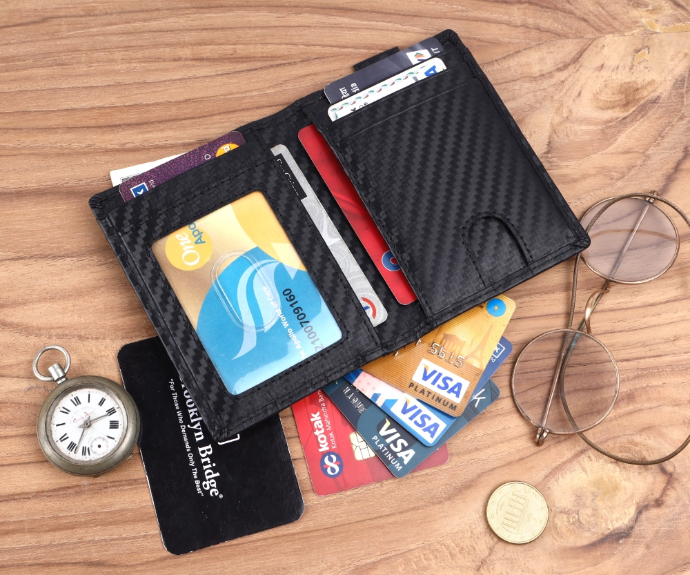 RFID Protected Pull Strap Card Holder Wallet for Secure Access