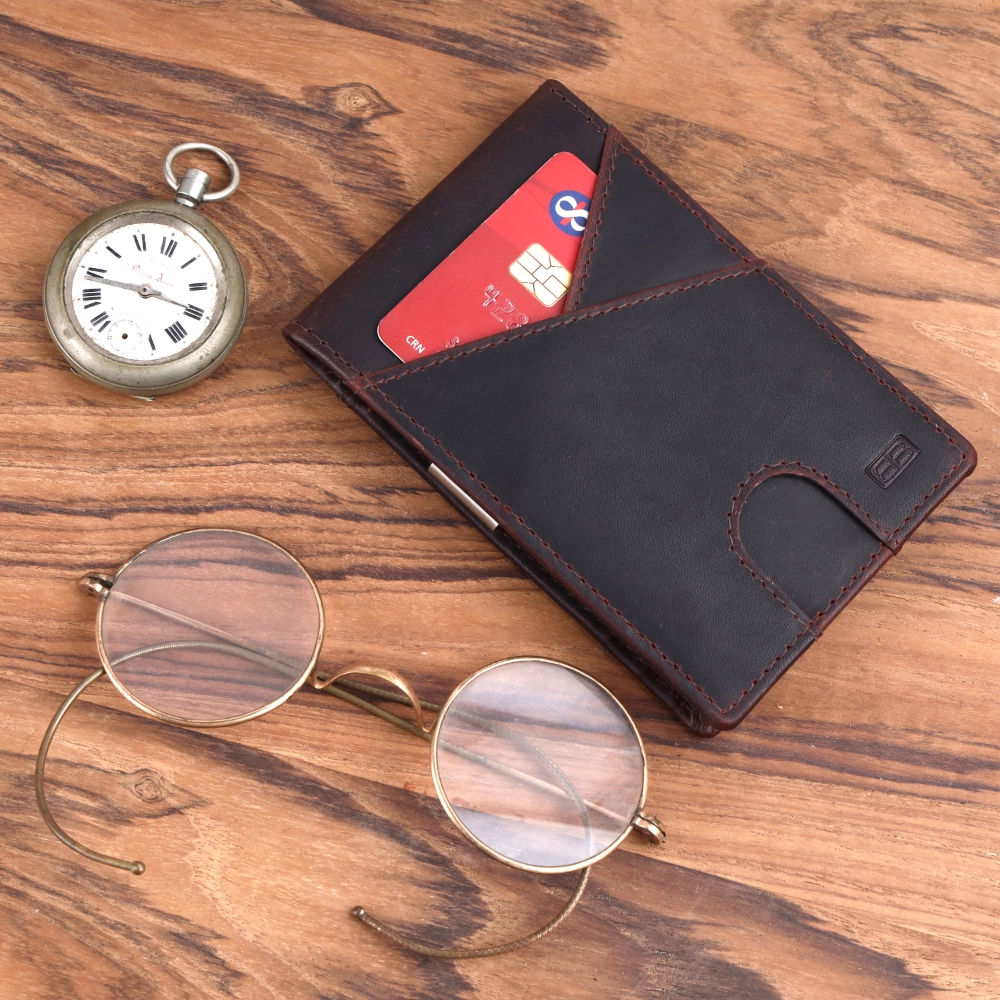 RFID Protected Money Clip Wallet with ID Window for Men