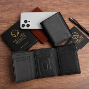 Genuine Leather RFID Safe Wallet for Men with ID Window