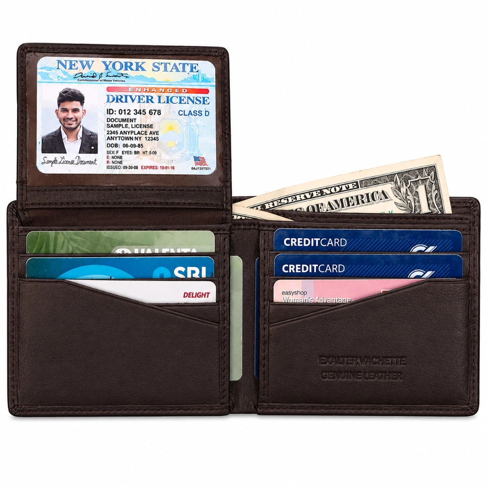 Slim RFID Protected Wallet with ID Window and Card Slots - Image 8