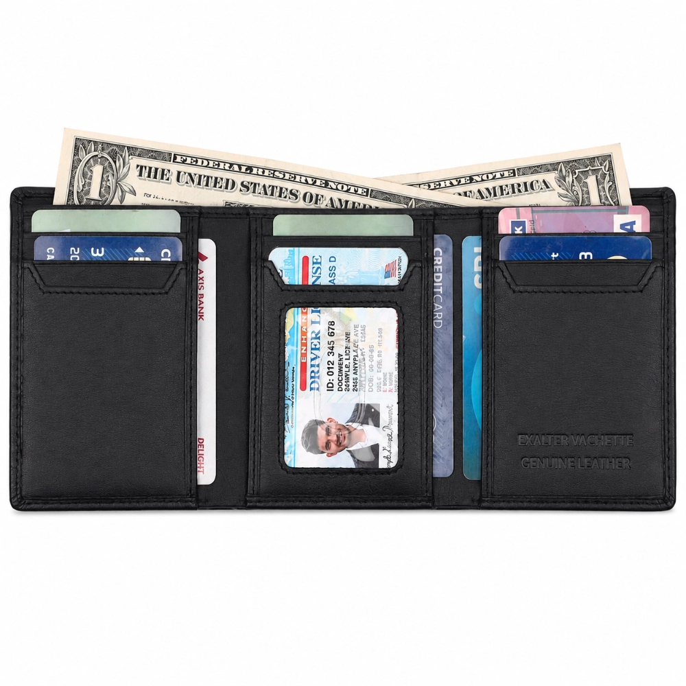 Genuine Leather RFID Safe Wallet for Men with ID Window - Image 3