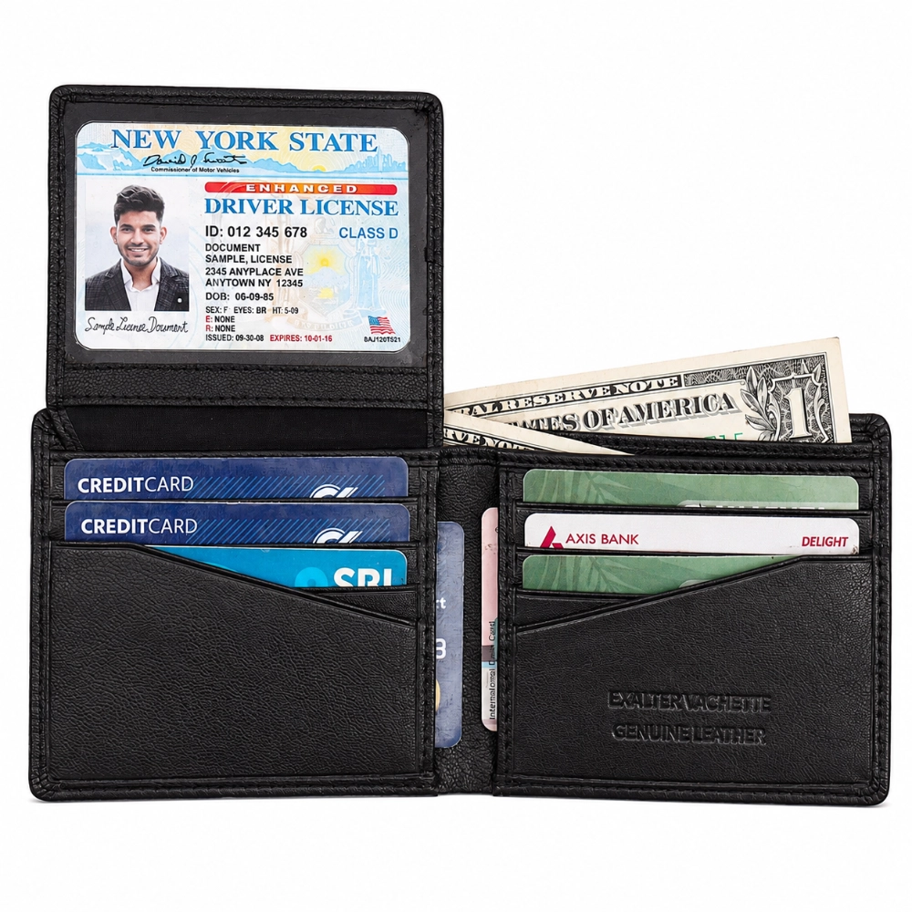 Slim RFID Protected Wallet with ID Window and Card Slots - Image 4